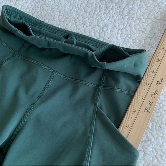 Lululemon Time To Sweat Crop Leggings Womens 4 Olive Green pockets Wide Waist - Picture 4 of 11